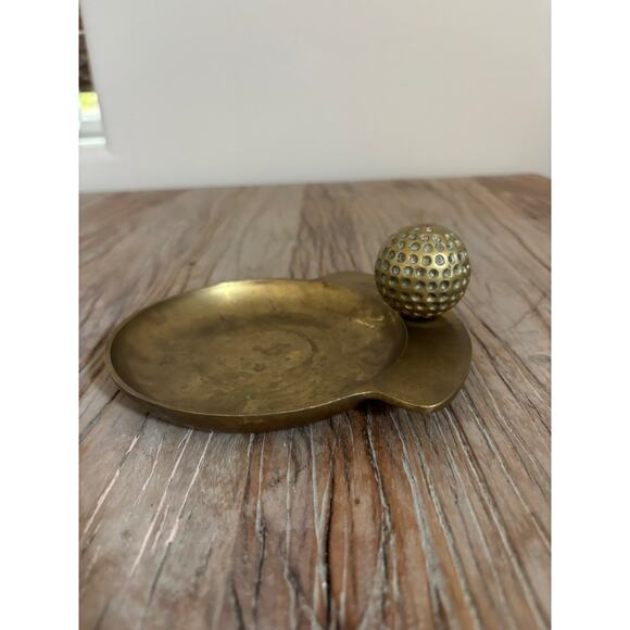 Vintage Brass Golf Ball Change Dish Candle Holder Golf Decor Sports Collectible - Picture 1 of 3